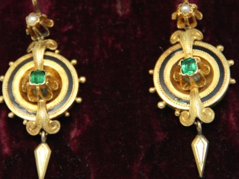 Kolczyki złote biedermeier